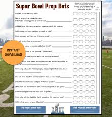 Superbowl Party Game 2018 Football Party Game Prop Bet