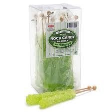 Espeez Rock Candy Crystal Sticks Light Green Watermelon 12 Piece Box Candy Warehouse