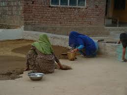 cow dung to the traditional mud floors