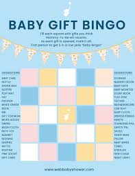 A blank bingo card for each guest. Fun And Free Baby Shower Gift Bingo