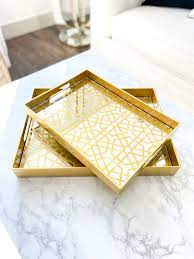 Gold Mirrored Tray Gold Tray Set Of 2