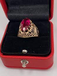 Золотое кольцо с рубином 583 пробы