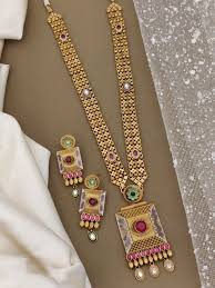 antique gold plated indian jewellery set