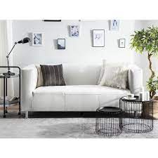 3 seater faux leather sofa silver