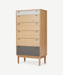 A rare aesthetic movement, unusually tall chest of drawers made from ash each drawer with stylized brass drop handles and ebonized inlaid rectangula. Campton Tall Multi Chest Of Drawers Oak Grey Made Com