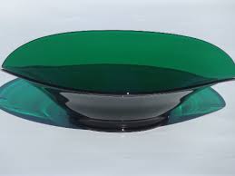 Mod Shape Vintage Forest Green Glassware