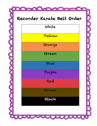 Recorder Karate Belt Chart