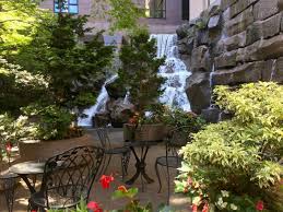 waterfall garden park in downtown