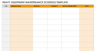 free equipment schedule templates