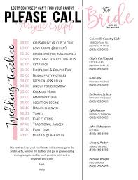 Editable Wedding Timeline Call Anyone Except The Bride