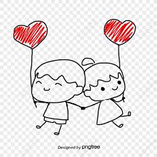cartoon couple drawing sweet smile png