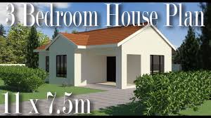 3 bedroom house plan 11 x 7 5m