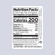 maple syrup nutrition facts labels