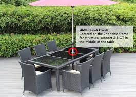 wicker patio dining set with umbrella