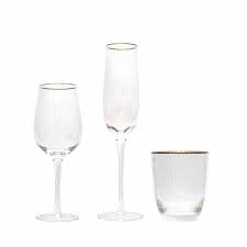 Gold Rim Ribbed Glassware Champagne