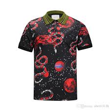 Italy Designer Polo Shirt Brand Snake Bee Floral Embroidery Mens Polo Shirt High Street Cotton Shirt Fashion Strip Clothes Large Size