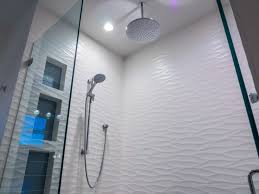 bathroom shower wavy white tile
