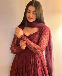 sarah khan slays in crimson lace dress