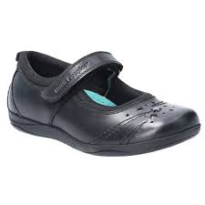 Girls Hush Puppies Black Amber Junior School Shoe