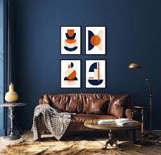 4pc Blue And Orange Wall Art Printable