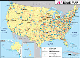 Main road system, states, cities, and time zones. Us Road Map Road Map Of Usa