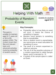 random events math worksheets