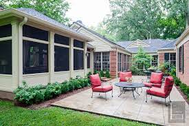 Screened Porch Exterior With Patio