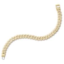 14k yellow gold cuban link n love pave