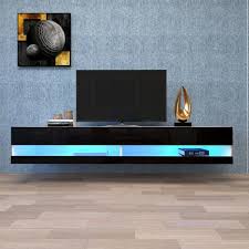 Black Wooden Floating Tv Stand Fits Tvs