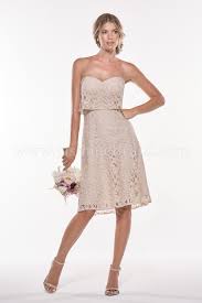 P196011k Knee Length Sweetheart Strapless Lace Bridesmaid Dress