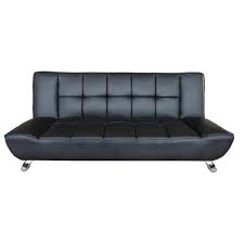aida black faux leather 3 seater sofa bed