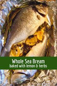 baked sea bream with herbs and lemon