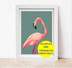 Vintage Style Flamingo Print Bird Wall