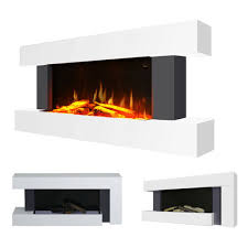 50 In Led Flame Glass Fireplace White