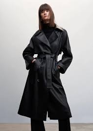 Black Leather Trench Coat Women A