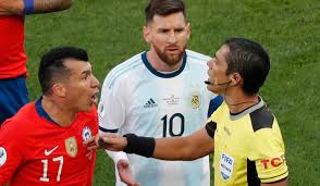 He has been sent off twice with argentina, including in his national team debut in 2005. Lionel Messi Claims Corruption After Red Card At Copa America
