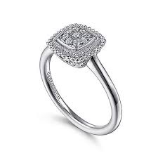 925 sterling silver square diamond ring