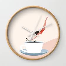 Coffee Wall Clock By Monscribbles
