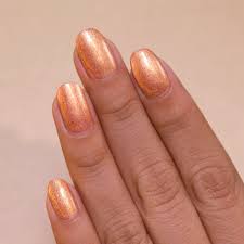 peachy gold holographic shimmer nail polish
