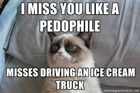 I miss you like a pedophile misses driving an ice cream truck ... via Relatably.com
