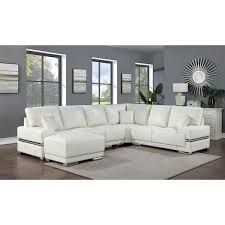 Kivington 129 13 In W Breathable Faux Leather L Shaped Sectional In White