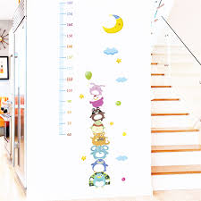 Us 3 45 20 Off Cartoon Animals Moon Growth Chart Wall Decals Bedroom Kids Room Home Decor Diy Height Measure Wall Stickers Pvc Mural Art In Wall