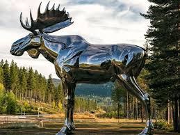 Big Mirror Metal Moose Sculpture