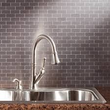 Aspect brand peel and stick stone overlay backsplash tiles were what we chose. Aspect 12x4 Inch Subway Stainless Matted Metal Tile 3 Pack Overstock 10517258