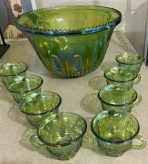 Indiana Princess Green Carnival Glass