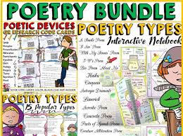 Poetry Bundle Inb Interactive Notebook Printables Qr Code Cards