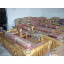 brown rectangular bamboo box sofa set