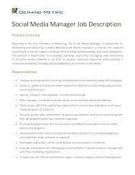 Social Media Manager Job Description Template Elegant Customer