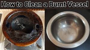 how to clean burnt utensils easily