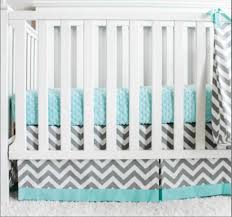 Baby Crib Bedding Gray Chevron Aqua